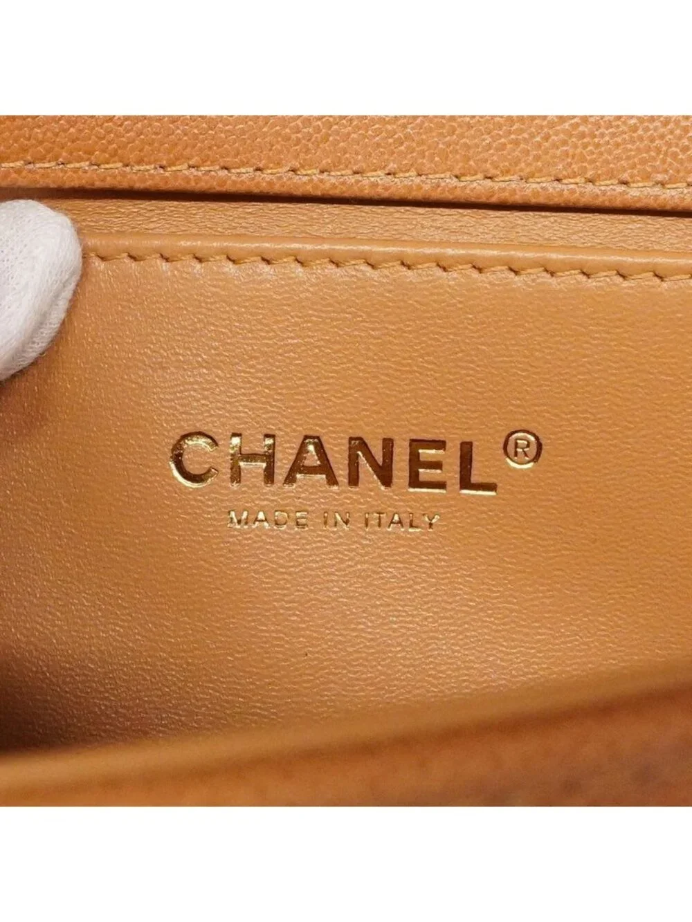 Chanel Shoulder Bag Boy Caviar Leather Brown Gold